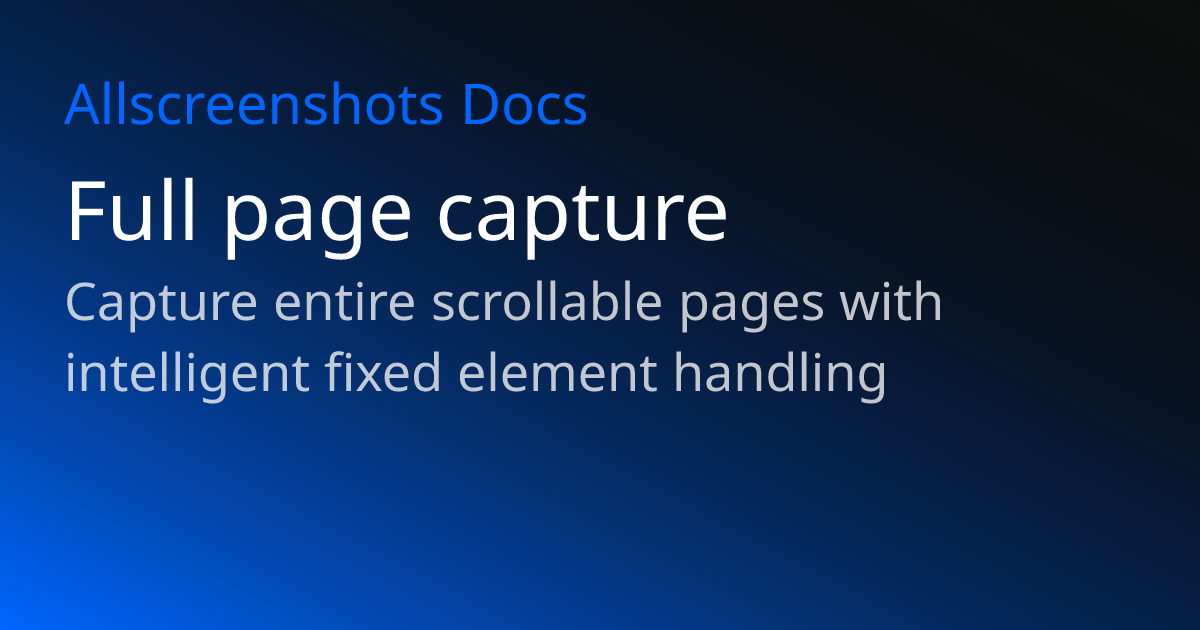 Full page capture | Allscreenshots Docs